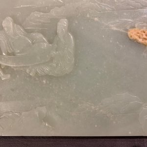 Un écran de table en jade céladon pâle et bois sculpté, Chine, 19/20ème — photo 15