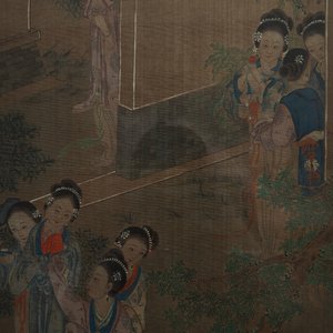 Un écran en bois incrusté de nacre à peintures sur soie, Chine, 19ème — photo 7