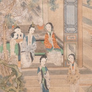 Un encadrement de deux tableaux sur textile, Chine, 19ème — photo 4