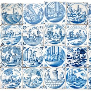 Un ensemble de 24 carreaux en faïence de Delft bleu et blanc aux sujets religieux, 18ème — photo 1