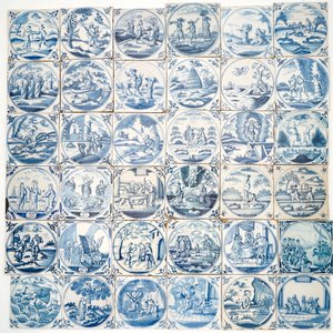 Un ensemble de 36 carreaux en faïence de Delft bleu et blanc aux sujets religieux, 18ème — photo 2
