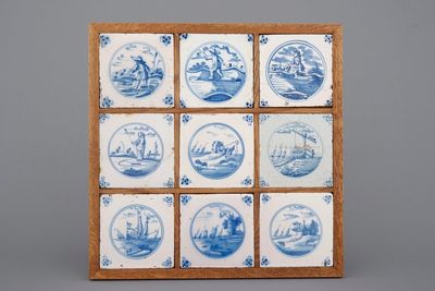 Un ensemble de 9 carreaux de Delft, 18/19ème siècle