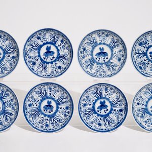Un ensemble de huit tasses et soucoupes en porcelaine de Chine bleu et blanc, 19ème — photo 2