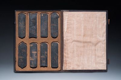 Un étui à huit bâtons d'encre, marque de Liang Huai Gong Mo 两淮贡墨, Chine, République