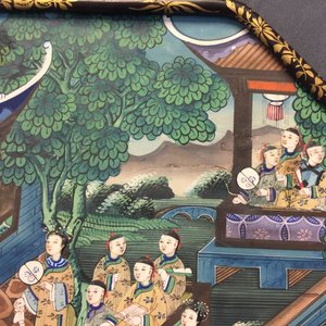 Un éventail octogonal en papier, ivoir et bois laqué, Chine, Canton, 19ème — photo 8
