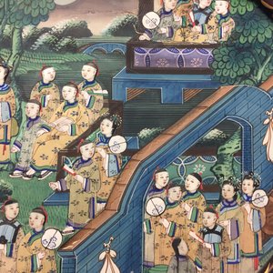 Un éventail octogonal en papier, ivoir et bois laqué, Chine, Canton, 19ème — photo 9