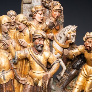 Un fragment de retable en noyer polychromé figurant des soldats, Espagne, 1ère moitié du 16ème — photo 3