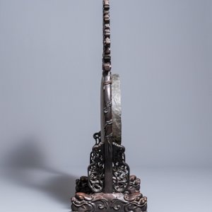 Un gong en bronze dans son support en bois sculpté, Chine, 19ème — photo 5