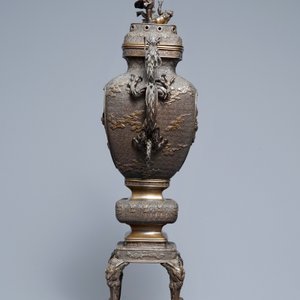 Un grand brûle-parfum sur socle en bronze, Japon, Edo ou Meiji, 19ème — photo 4