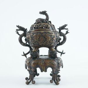 Un grand brûle-parfum sur socle en bronze, Japon, Meiji, 19ème — photo 1