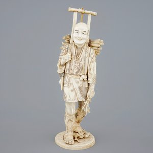 Un grand bûcheron en ivoire sculpté, Japon, Meiji, 19ème — photo 2