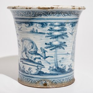 Un grand cache-pot armorié à décor d'animaux en faïence de Talavera, Espagne, 17/18ème — photo 4