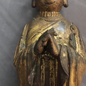Un grand modèle de Mahakasyapa en bronze doré, Chine, Ming — photo 10
