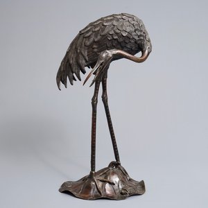 Un grand modèle d'une grue en bronze, Japon, Edo/Meiji, 18/19ème — photo 1