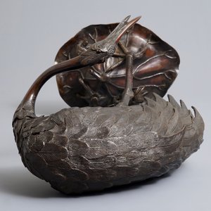Un grand modèle d'une grue en bronze, Japon, Edo/Meiji, 18/19ème — photo 7