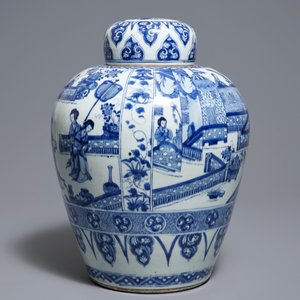 Un grand pot couvert en porcelaine de Chine bleu et blanc, Kangxi — photo 2