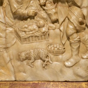 Un grand relief en albâtre à décor "L'Adoration des bergers ", monogramme IB, poss. Malines, 17ème — photo 4