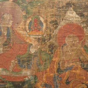 Un grand thangka à décor de trois arhats, Sino-Tibet, 18ème — photo 4