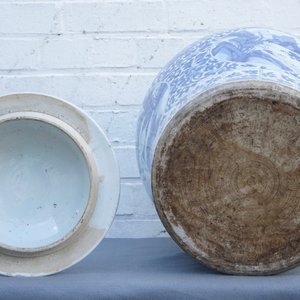 Un grand vase couvert en porcelaine de Chine bleu et blanc aux médaillons de paysages, Kangxi — photo 11