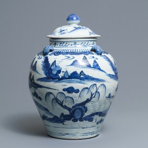 Un grand vase couvert en porcelaine de Chine bleu et blanc, Wanli — photo 2