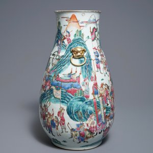 Un grand vase de forme hu en porcelaine de Chine famille rose, 19ème — photo 2