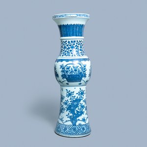 Un grand vase impérial de forme 'zun' en porcelaine de Chine en bleu et blanc, marque et époque de Wanli — photo 1