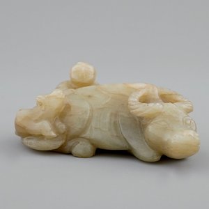 Un groupe d'un garçon sur un buffle en jade chinois, 18/19ème — photo 1