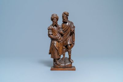Un groupe en bois sculpté figurant deux juifs, Flandres, prob. Anvers, 16ème