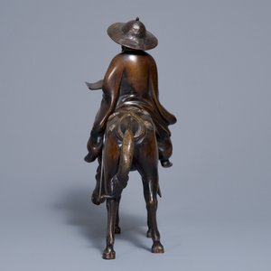 Un groupe en bronze figurant un savant sur cheval, Japon, Meiji, 19ème — photo 2