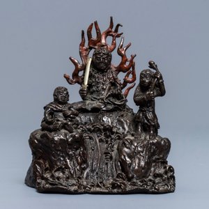 Un groupe en bronze laqué, doré et peint, Chine, Ming — photo 2