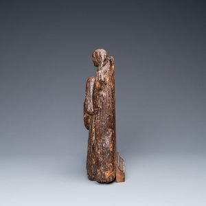 Un groupe en chêne sculpté représentant deux femmes sur fond de paysage rocheux, vers 1500 — photo 2