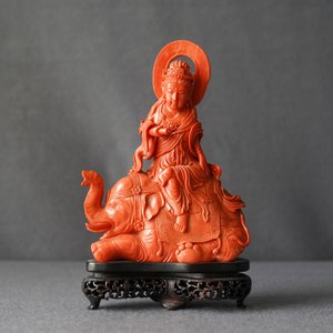 Un groupe en corail rouge figurant Guanyin sur un éléphant, Chine, 19ème — photo 6