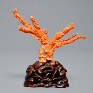 Un groupe en corail sculpté à décor de deux femmes, Chine, 19/20ème — photo 1