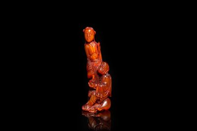 Un groupe en corne de buffle sculpté, Chine, Qing