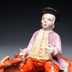 Un groupe en faïence polychrome petit feu de Delft figurant deux rameurs dans un canot, 2ème moitié du 18ème — photo 7