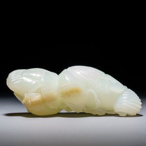 Un groupe en jade sculpté figurant deux canards, 19/20ème — photo 7