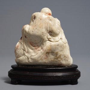 Un groupe en pierre de Shoushan figurant deux immortels, Chine, 19ème — photo 4