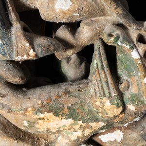 Un groupe en pierre polychromé représentant Saint Georges terrassant le dragon, probablement Allemagne, 15ème — photo 7