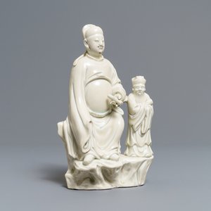 Un groupe en porcelaine blanc de Chine de Dehua figurant Wenchang Wang et Guixing, Kangxi — photo 1