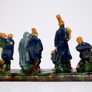Un groupe en poterie flamande: "Le petit marriage", prob. atelier de Caesens, 20ème — photo 4