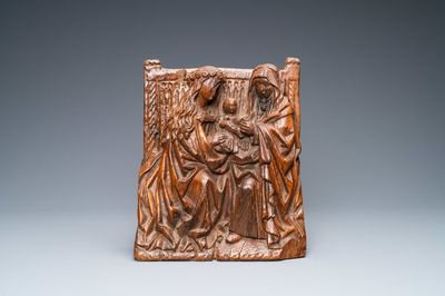 Un groupe figurant Sainte Anne Trinitaire en chêne sculpté, Vallée du Rhin, Allemagne, vers 1480