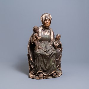 Un groupe figurant Sainte Anne Trinitaire en tilleul sculpté et polychromé, Allemagne, daté 1519 — photo 1