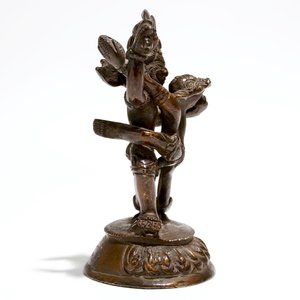 Un groupe sino-tibétain en bronze de Mahakala avec Sakti, 19ème — photo 3