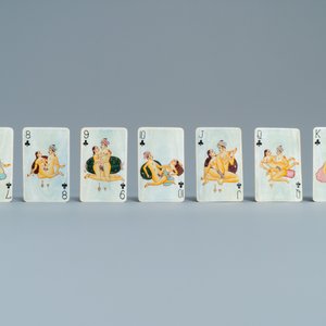 Un jeu de cartes en ivoire aux miniatures érotiques, Inde, début du 20ème — photo 14