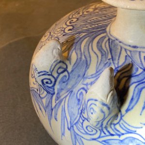 Un kendi en forme de deux canards en grès porcelaineux en bleu et blanc, Annam, Vietnam, 14/15ème — photo 11