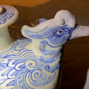 Un kendi en forme de deux canards en grès porcelaineux en bleu et blanc, Annam, Vietnam, 14/15ème — photo 13