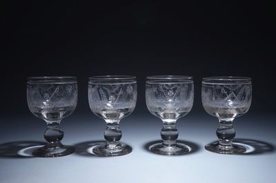 Un lot de 4 verrres maçonniques, 20ème siècle