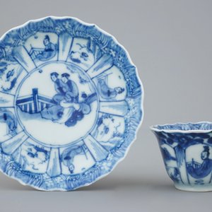 Un lot de 9 tasses et soucoupes en porcelaine de Chine bleu et blanc, Kangxi — photo 5