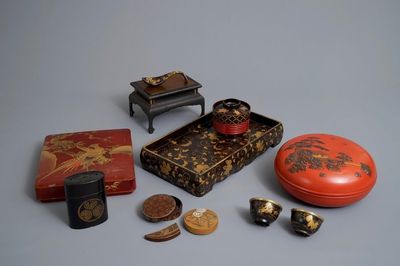 Un lot varié en laque de Japon, Meiji/Showa, 19/20ème