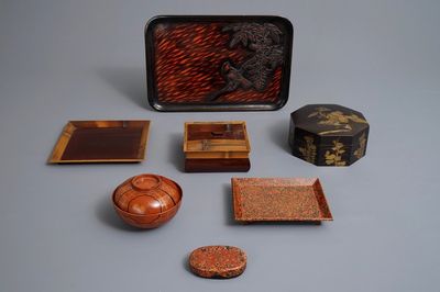 Un lot varié en laque de Japon, Meiji/Showa, 19/20ème